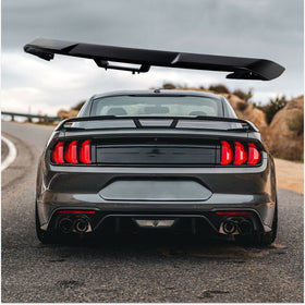Fit 2015-2021 Ford Mustang GT Style Rear Trunk Spoiler Wing Lid (Gloss Black)