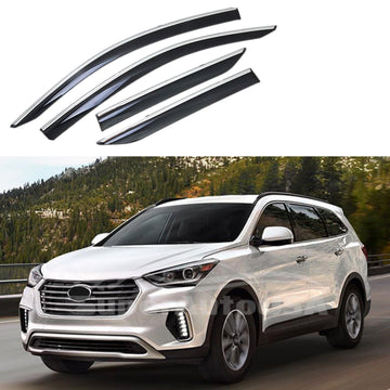 Para Hyundai Santa Fe 2013-2019 XL, molduras cromadas con clip, viseras para ventanas, protectores contra la lluvia, el sol y el viento, deflectores de sombra 