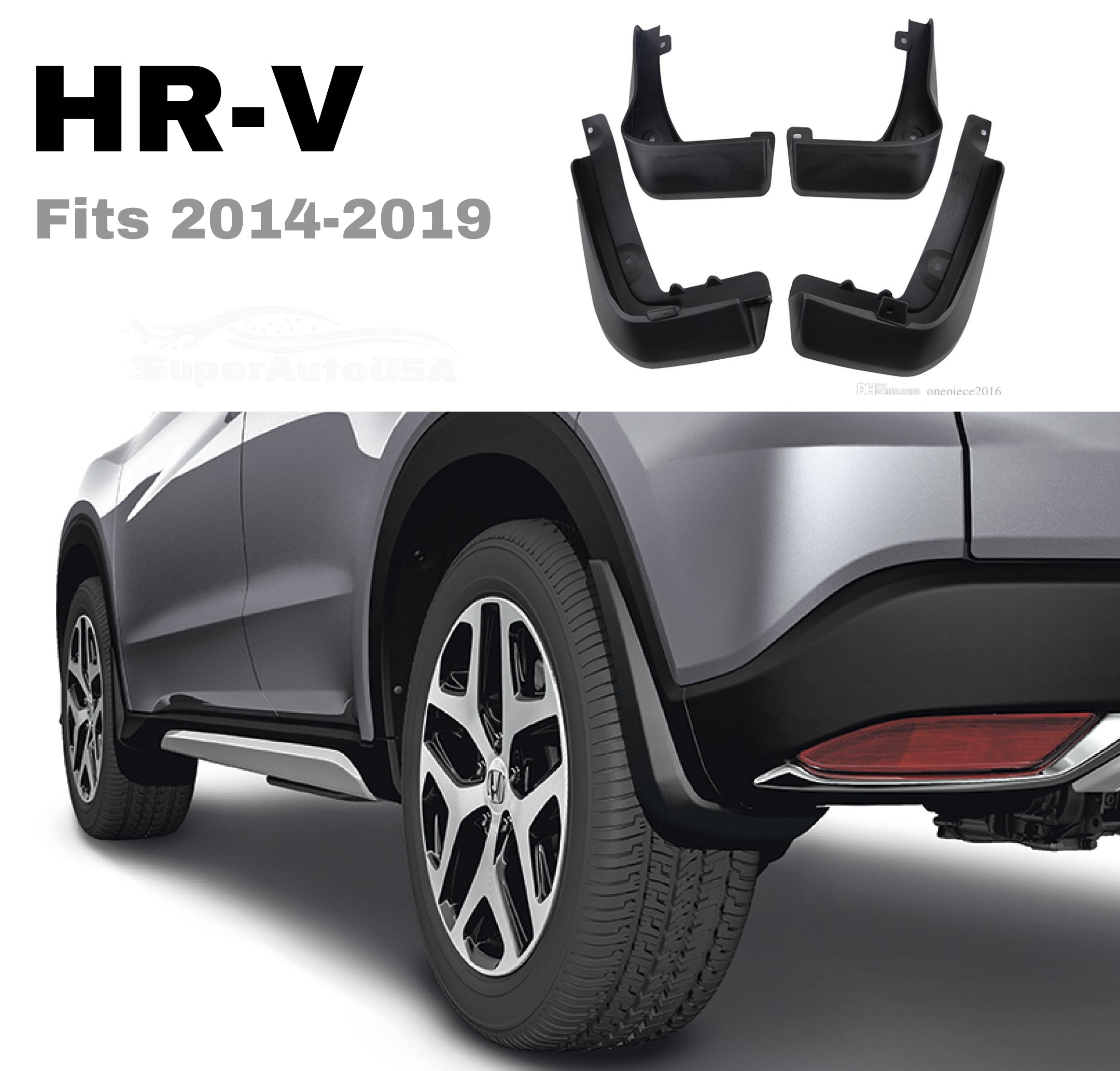 Fit 2014-2021 Honda HRV HR-V Mud Flaps Splash Guards Mudguards Fender Black