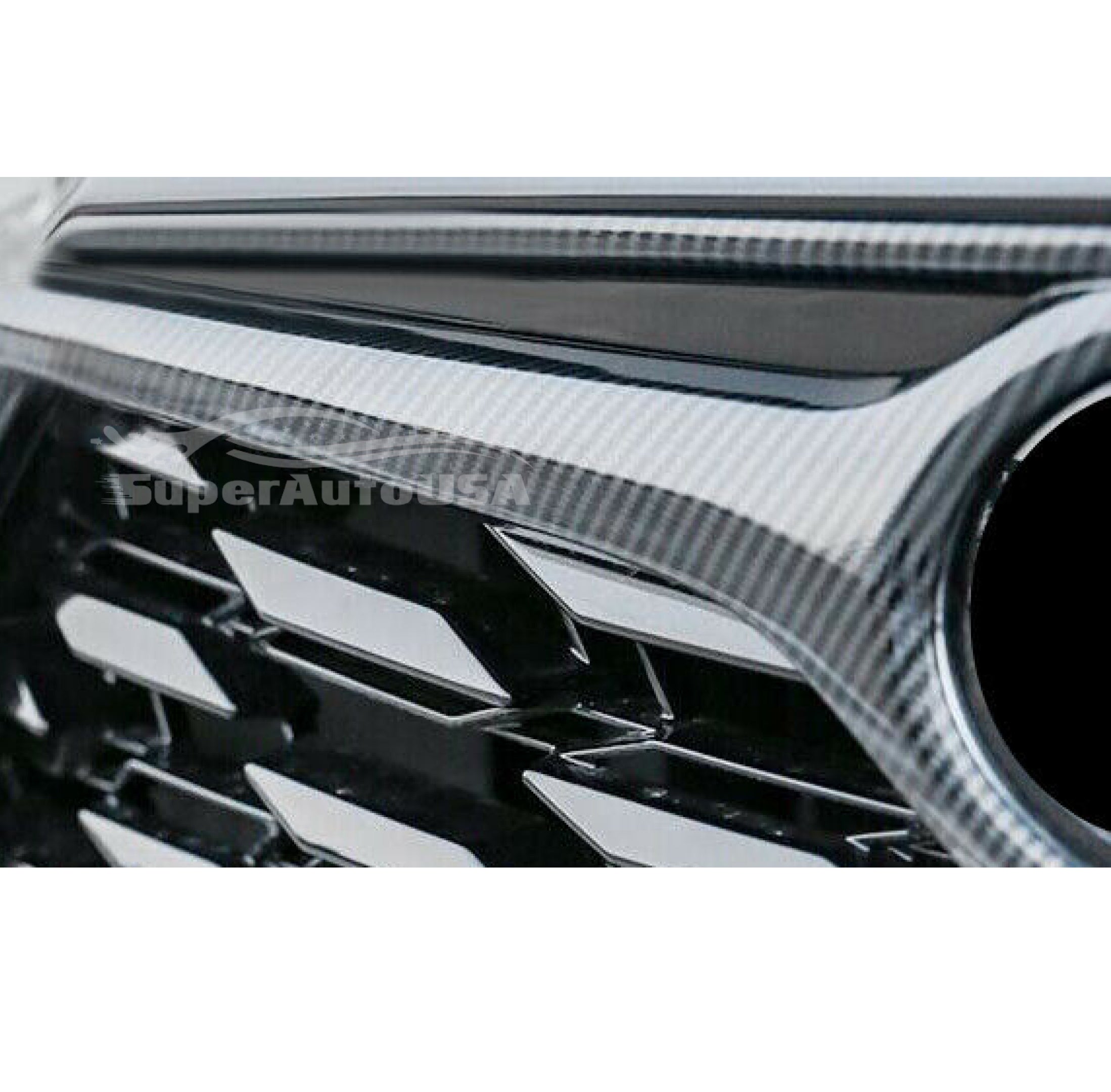 Fits 2020-2023 Toyota Highlander Frame Front Grille Cover Trim (Carbon Fiber Print) - 0