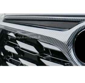 Se adapta a la moldura de la cubierta de la rejilla delantera del marco de Toyota Highlander 2020-2022 (estampado de fibra de carbono)