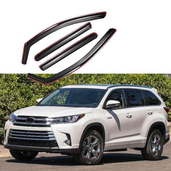 Fit 2014-2019 Toyota Highlander In-Channel Vent Window Visors Rain Sun Wind Guards Shade Deflectors