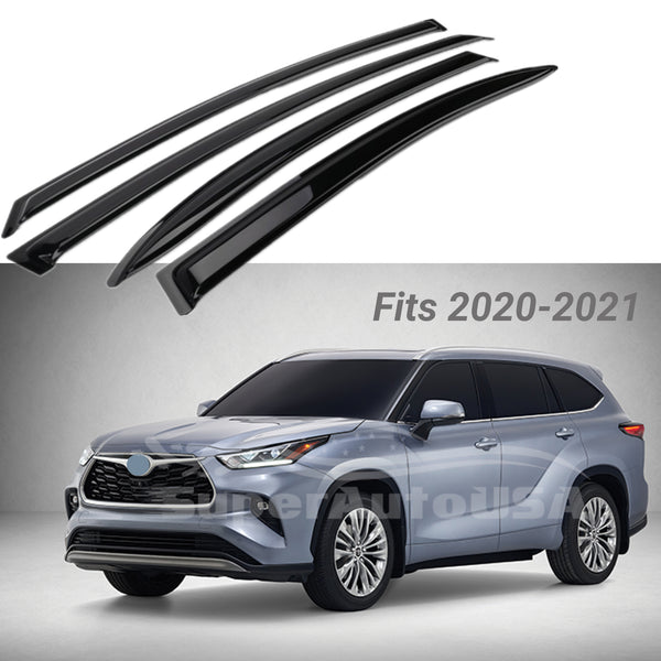 Compatible con Toyota Highlander 2020-2021 estilo OE, viseras de ventana de ventilación, protectores contra viento y lluvia, deflectores de sombra