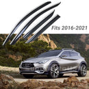 Fit 2016-2021 Infiniti QX30 Clip-On Chrome Trim Vent Window Visors Rain Sun Wind Guards Shade Deflectors-2