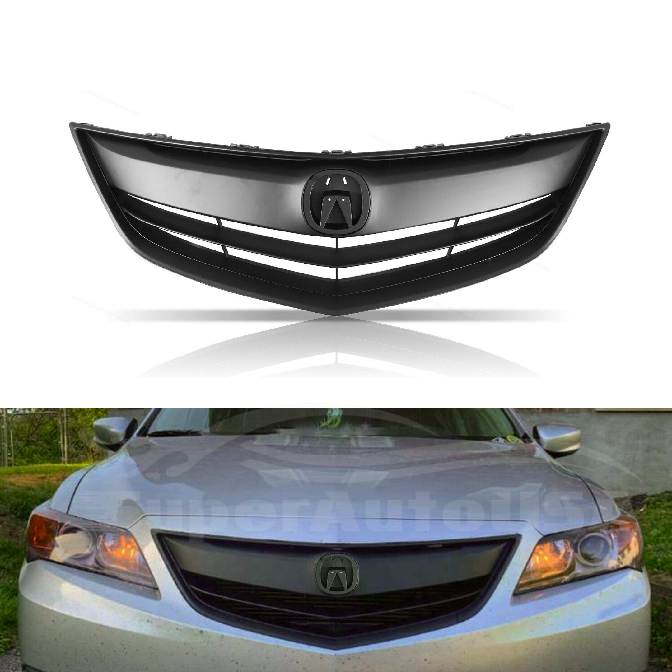 For 2013-2015 Acura ILX Front Bumper Upper Grille Assembly (Painted Matte Black)-1