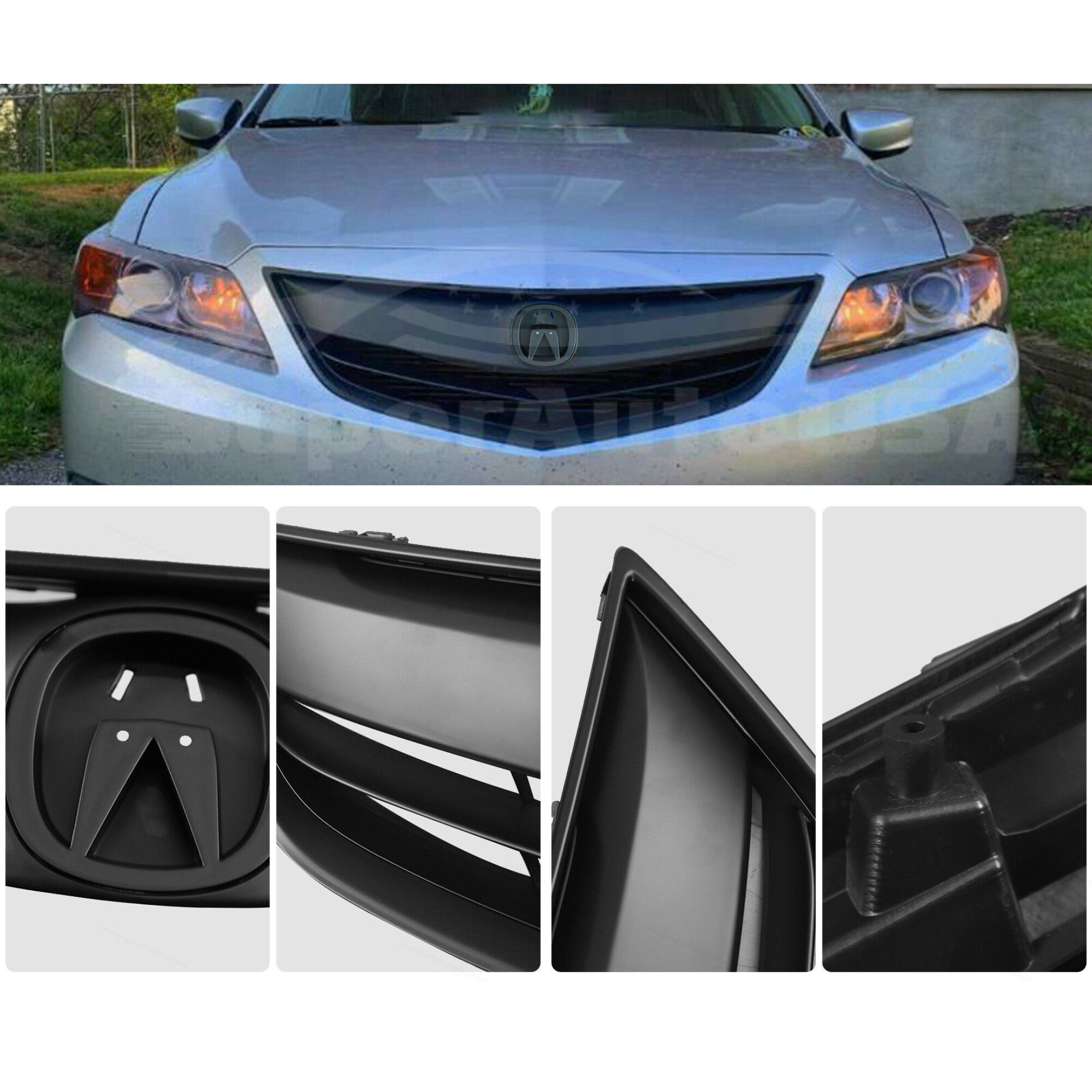 For 2013-2015 Acura ILX Front Bumper Upper Grille Assembly (Painted Matte Black)