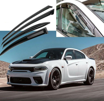 Se adapta a los modelos Dodge Charger 2011-2021, viseras para ventanas con ventilación de canal exterior, protectores contra la lluvia, el sol y el viento, deflectores de sombra 
