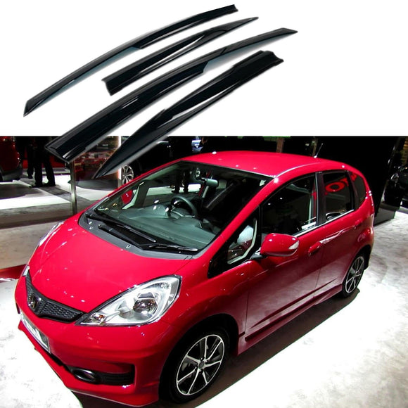 Se adapta a Honda Fit JAZZ 2009-2013, viseras para ventanas con ventilación estilo Mugen 3D, protectores contra la lluvia, el sol y el viento, deflectores de sombra 
