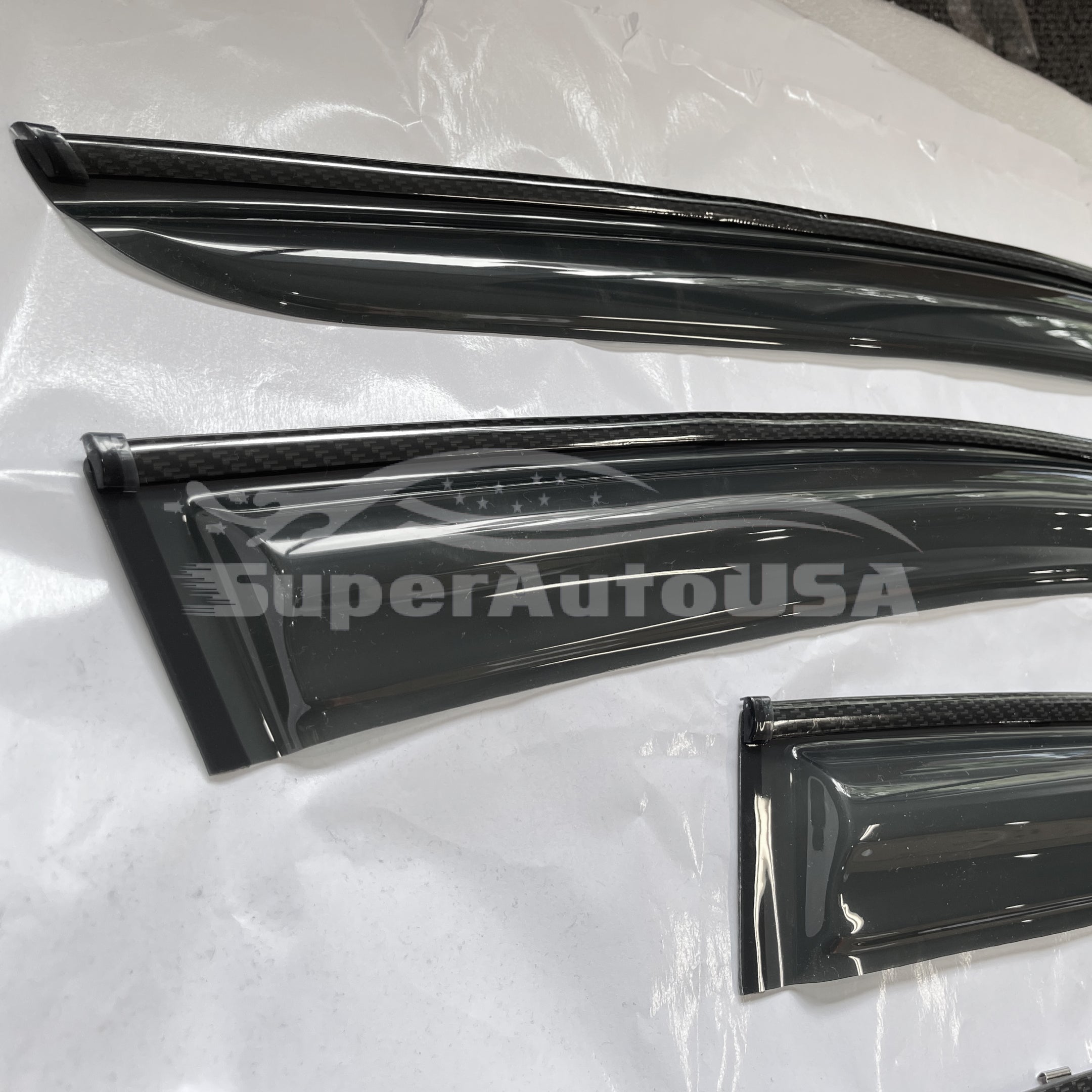 Fit 2008-2012 Honda Accord Carbon Fiber & 3D Mugen Style Trim Vent Window Visors Rain Sun Wind Guards Shade Deflectors-3