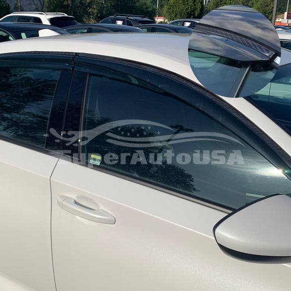 For Hyundai Elantra 2016-2020 Carbon Fiber & 3D Mugen Style Trim Vent Window Visors Rain Sun Wind Guards Shade Deflectors