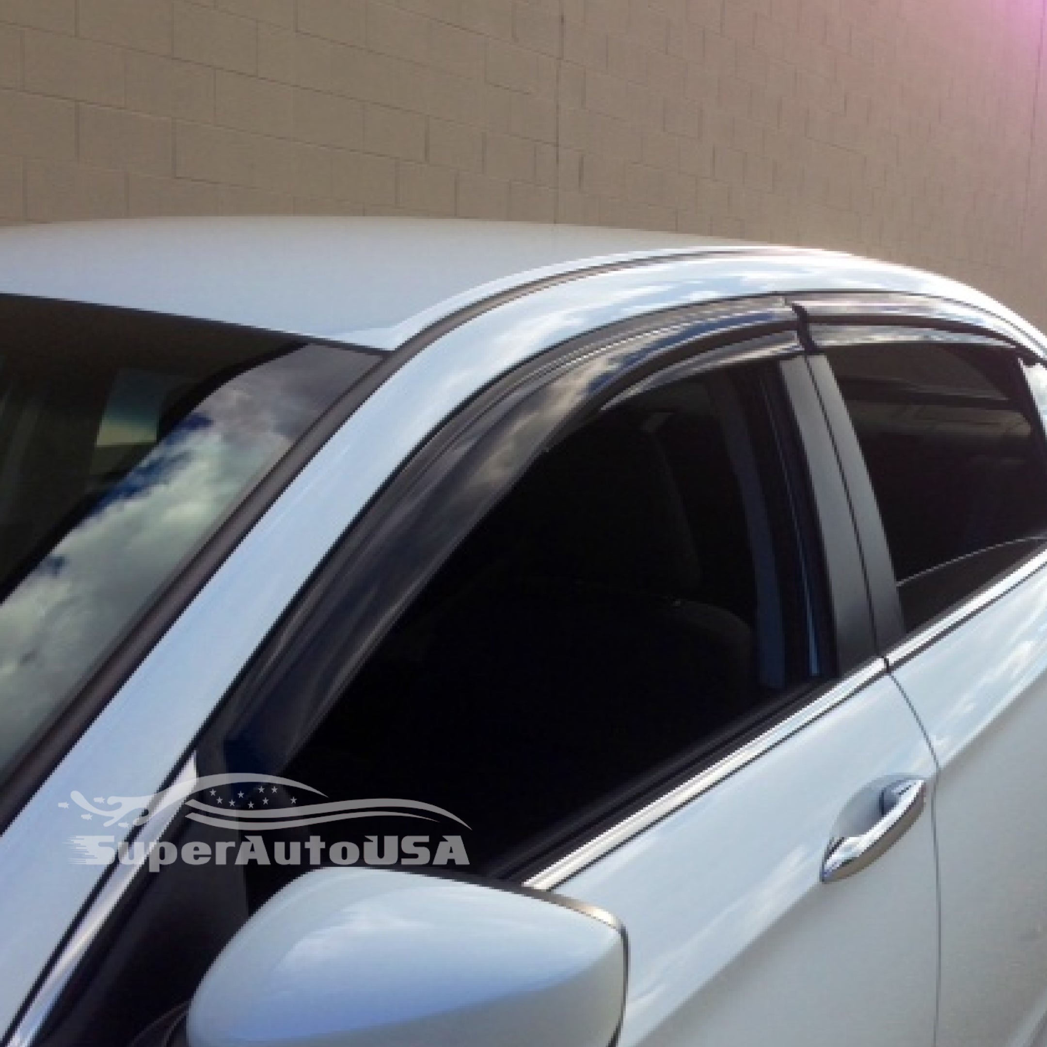 For Hyundai Santa Fe XL 2013-2019 3D Mugen Style Vent Window Visors Rain Sun Wind Guards Shade Deflectors - 0