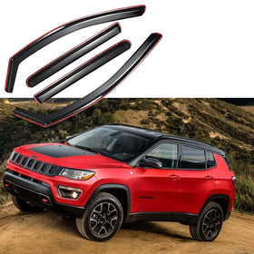 Fit 2018-2024 Jeep Compass In-Channel Vent Window Visors Rain Sun Wind Guards Shade Deflectors