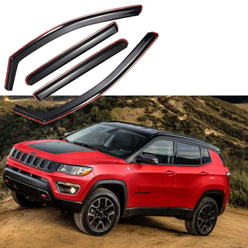 Se adapta a Jeep Compass 2018-2024, viseras para ventanas con ventilación en canal, protectores contra la lluvia, el sol y el viento, deflectores de sombra 