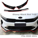 For K5 2021 2022 2023 Performance Style Front Bumper Lip Spoiler (Gloss Black with Red Trim)-3