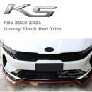 For K5 2021 2022 2023 Performance Style Front Bumper Lip Spoiler (Gloss Black with Red Trim)-2