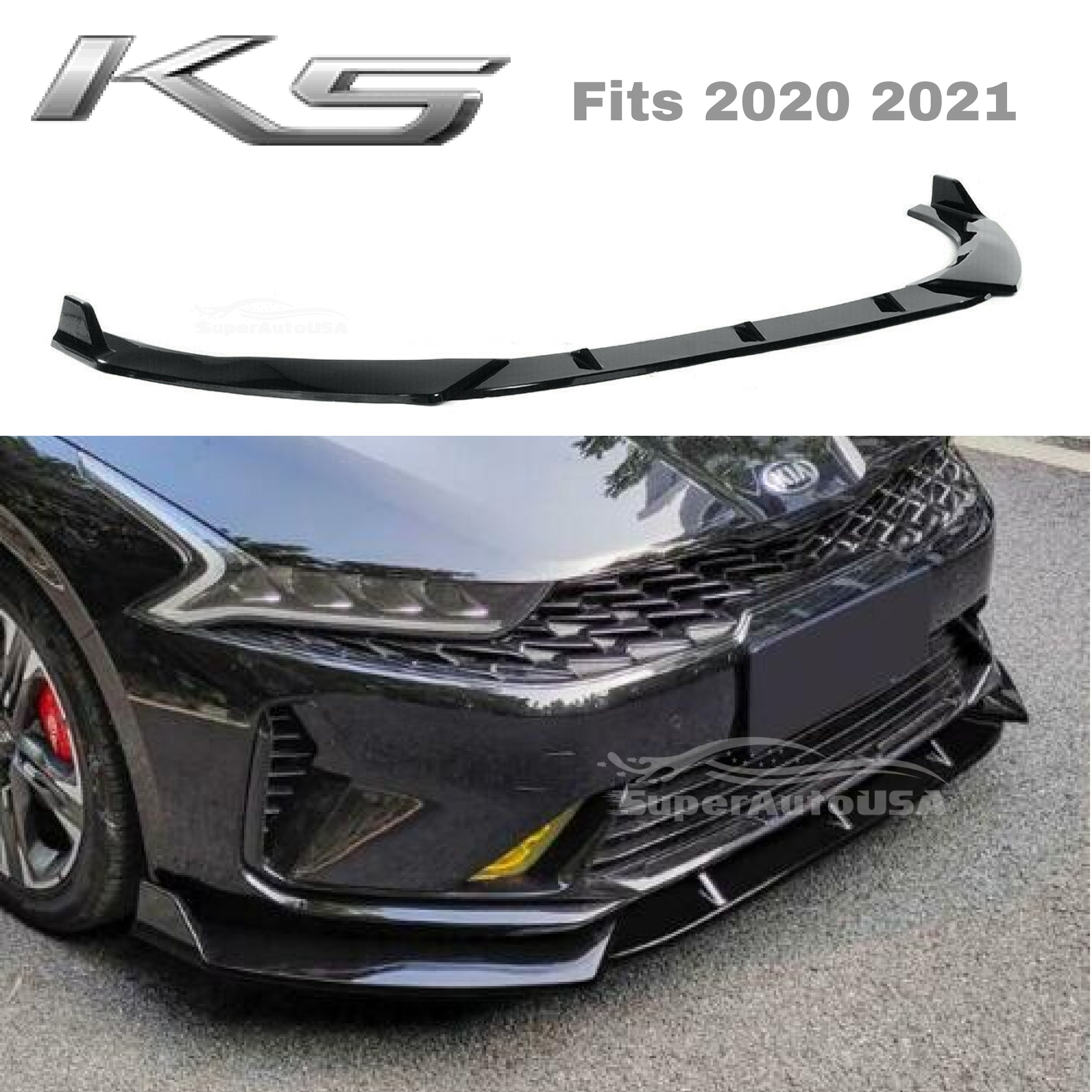 Se adapta a 2020 2021 2022 KIA K5 Performance Style Front Bumper Lip (negro brillante) - 0