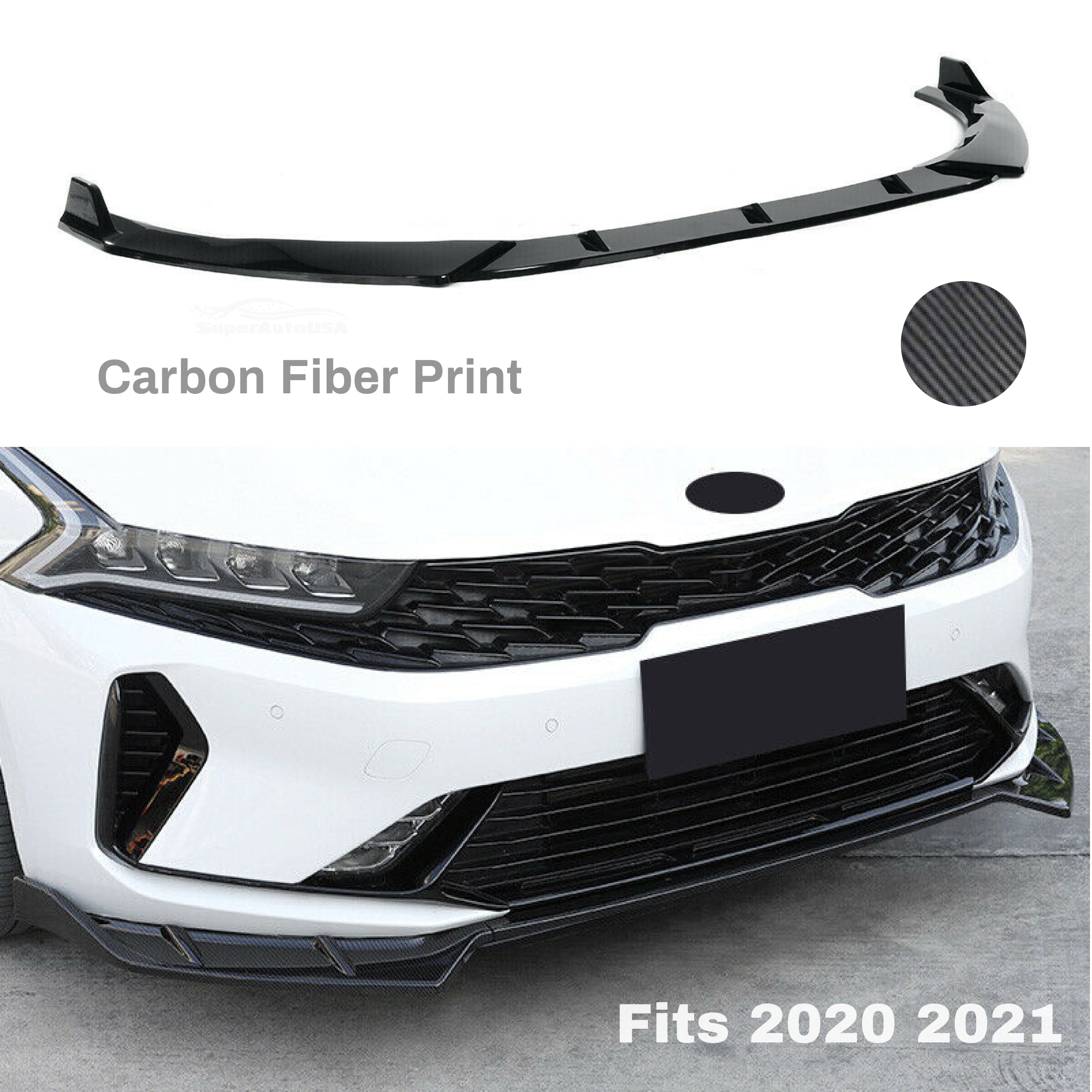 Se adapta a 2020 2021 2022 KIA K5 Performance Style Alerón de parachoques delantero (estampado de fibra de carbono) - 0