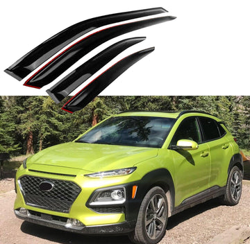 Para Hyundai Kona 2018-2023, viseras para ventanas con ventilación de canal exterior, protectores contra la lluvia, el sol y el viento, deflectores de sombra 