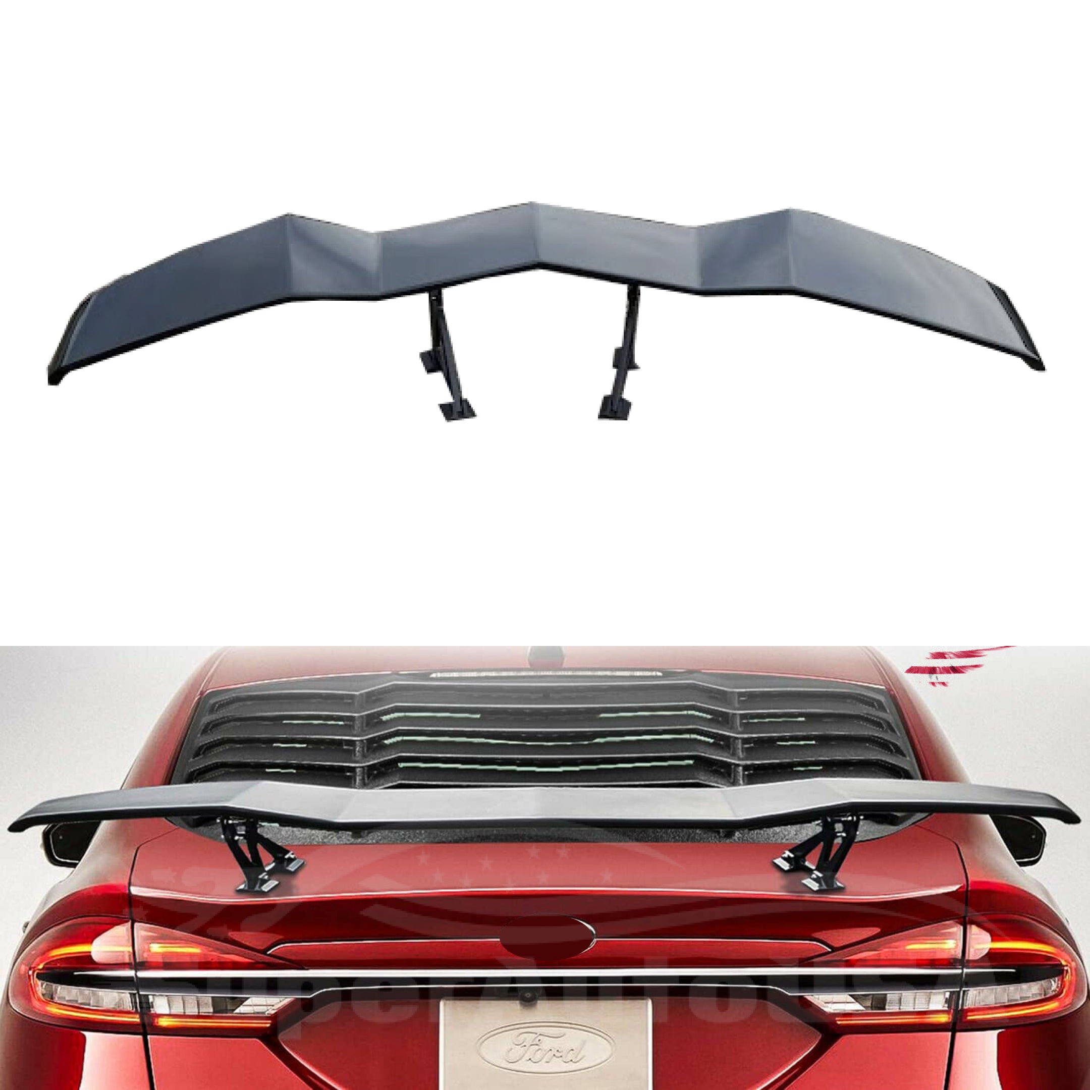Fit Ford Fusion GT Lambo Style Rear Trunk Wing Spoiler Trim (Gloss Black)