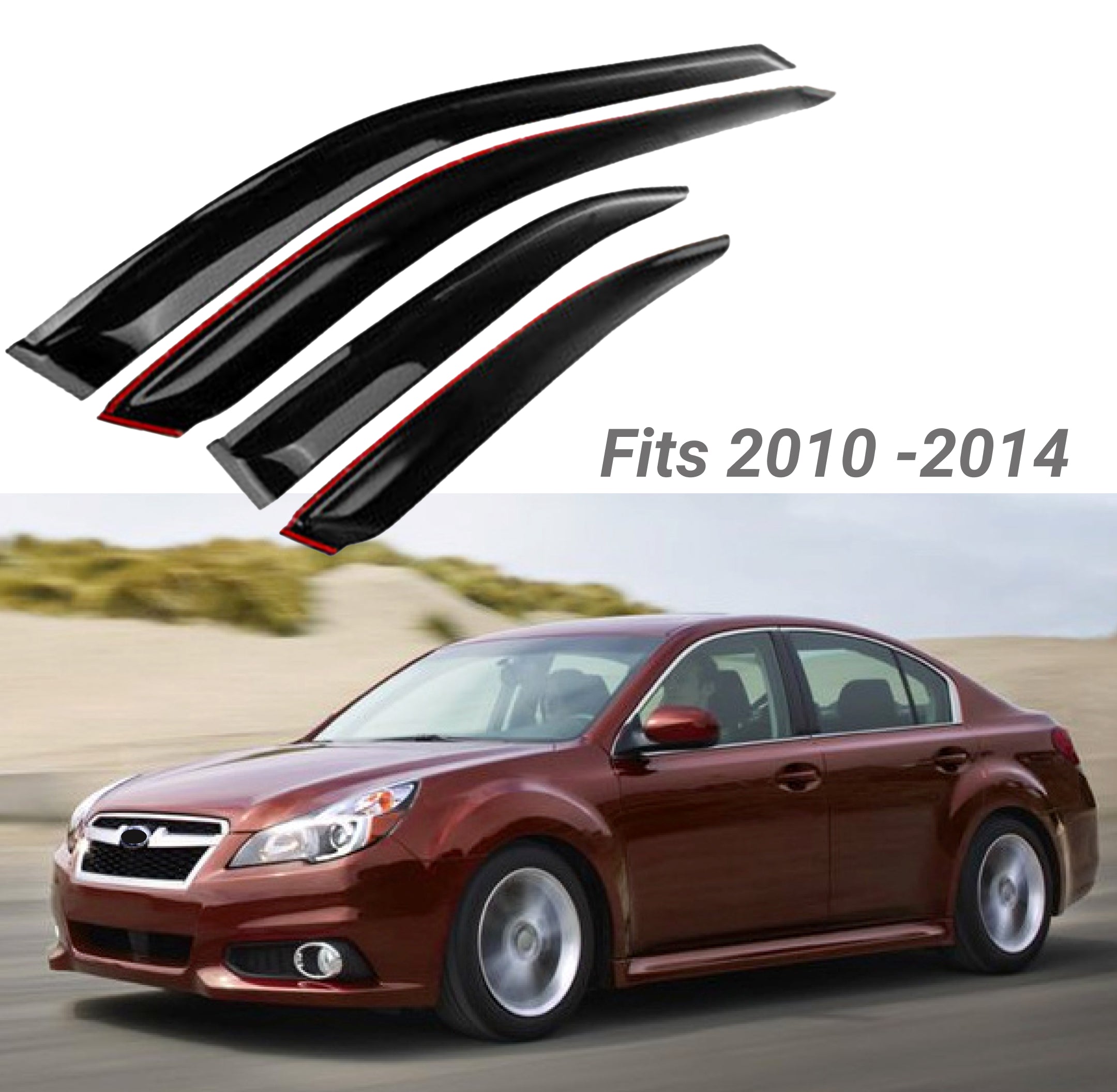Fit 2010-2014 Subaru Legacy Out-Channel Vent Window Visors Rain Sun Wind Guards Shade Deflectors
