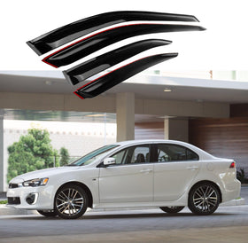Fit 2008-2017 Mitsubishi Lancer Out-Channel Vent Window Visors Rain Sun Wind Guards Shade Deflectors