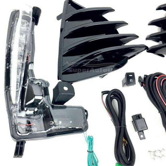 Fits 2017-2019 Toyota Corolla SE XSE DRL Fog Light LED Driving Lamp Bezel Sets