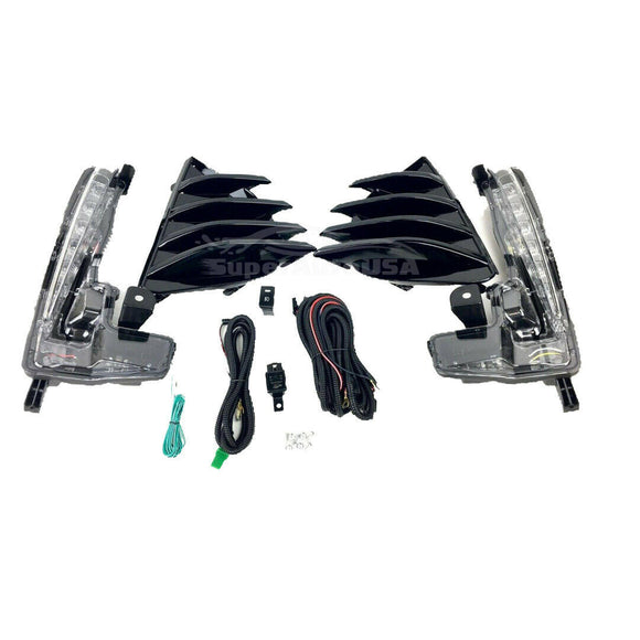 Fits 2017-2019 Toyota Corolla SE XSE DRL Fog Light LED Driving Lamp Bezel Sets