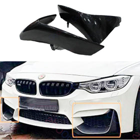 Fits 2015-2020 BMW F80 M3 F82 F83 M4 Front Corner Splitters Molding Trim Cover (Carbon Fiber Print)