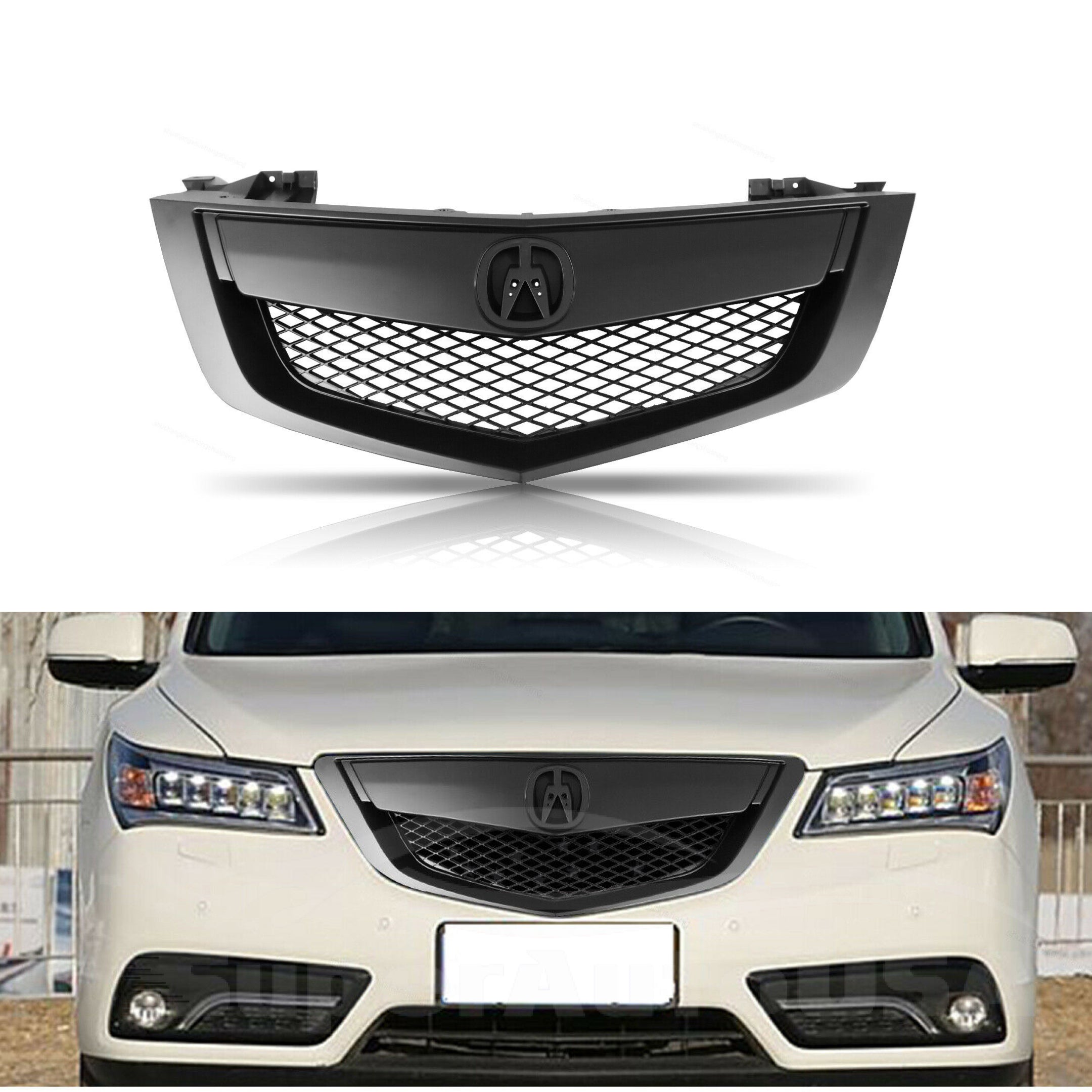 For 2010-2013 Acura MDX Front Bumper Upper Grille Assembly (Painted Matte Black)