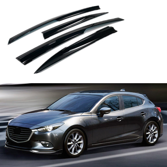 Fit 2014-2018 Mazda 3 3D Mugen Style Vent Window Visors Rain Sun Wind Guards Shade Deflectors