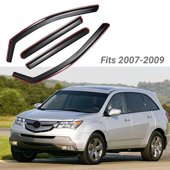 Fit 2007-2013 Acura MDX In-Channel Vent Window Visors Rain Sun Wind Guards Shade Deflectors