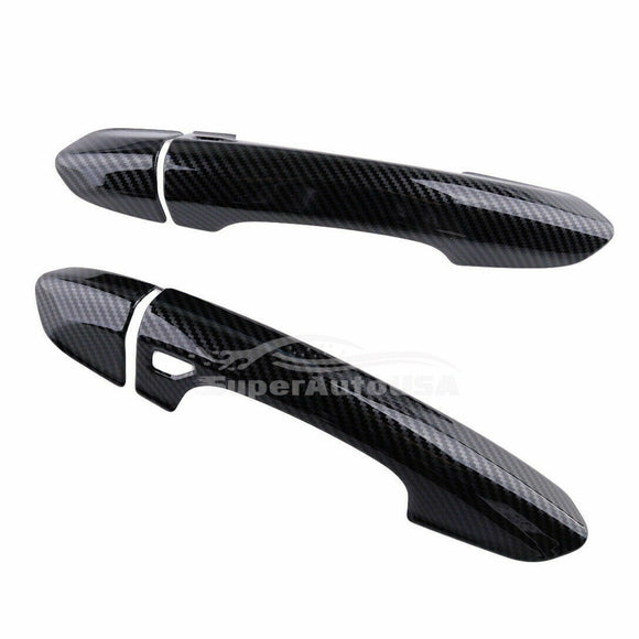 Fit 2015-2022 Ford Mustang Car Side Door Handle Cover Trim (Carbon Fiber Print)
