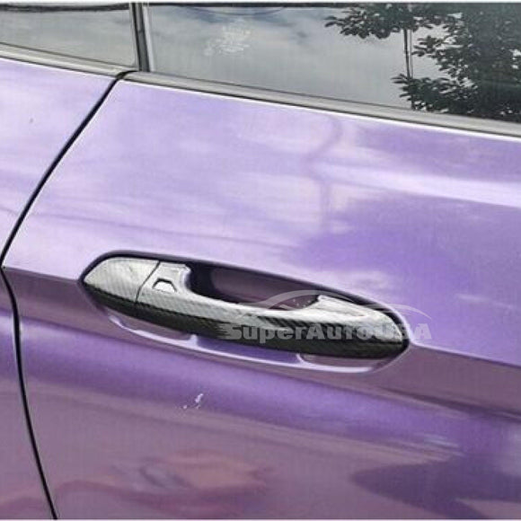 Fit 2015-2022 Ford Mustang Car Side Door Handle Cover Trim (Carbon Fiber Print)