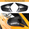 Fit 2015-2021 Ford Mustang Rearview Side Mirror Cover Caps Horn Style (Carbon Fiber Print)