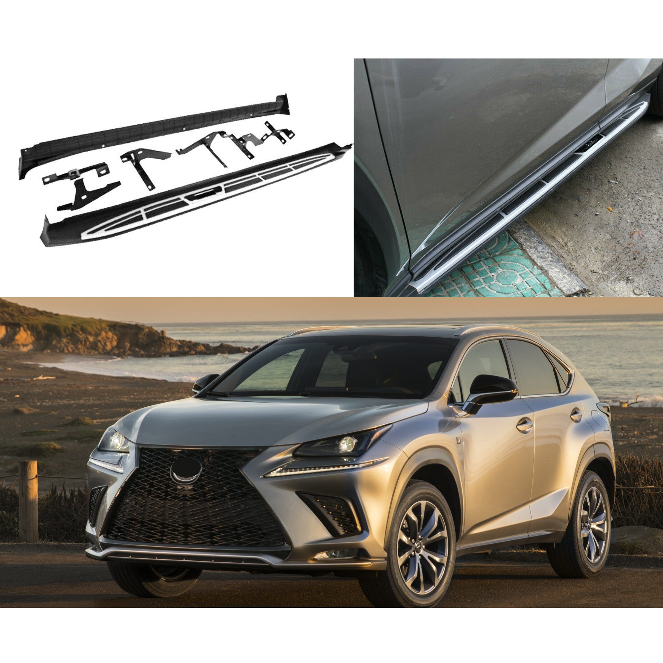 Fit 2015-2021 Lexus NX200t 300 300h Running Boards Side Step Pedal Nerf Bar Set