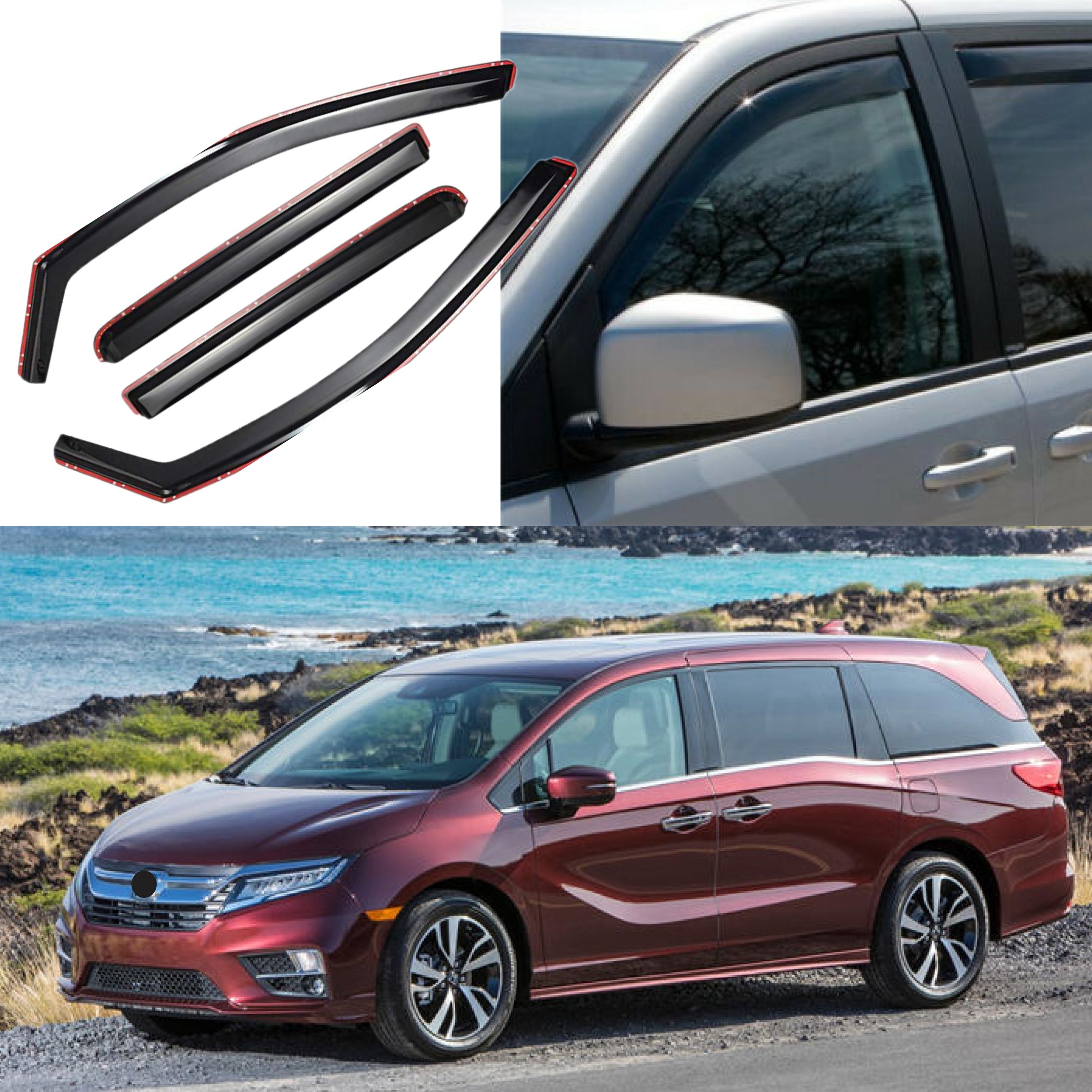 Fits 2018-2024 Honda Odyssey In-Channel Vent Window Visors Rain Sun Wind Guards Shade Deflectors-1