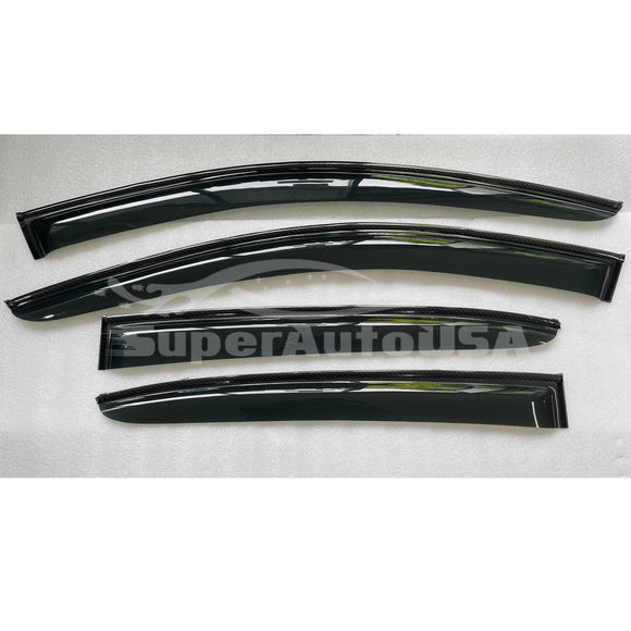 Fit 2019-2022 BMW 3 Series G20 Clip-On Carbon Fiber Print Trim Vent Window Visors Rain Sun Wind Guards Shade Deflectors