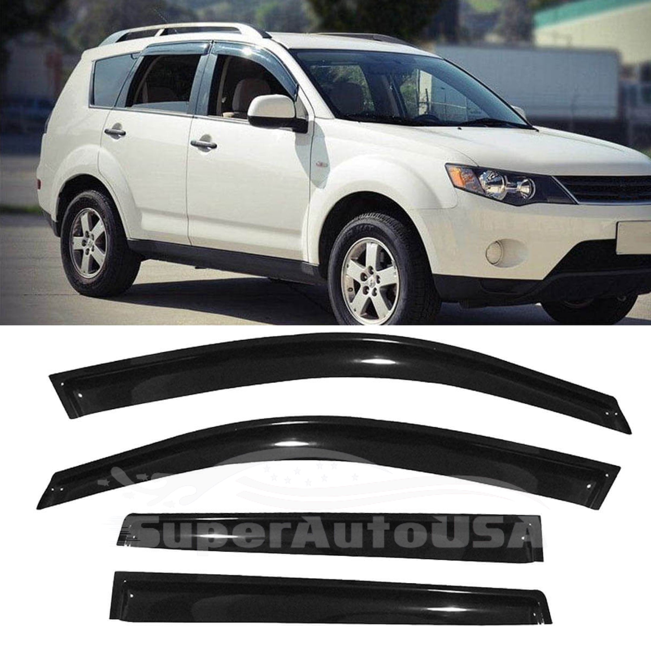 Fit 2009-2014 Acura TSX Out-Channel Vent Window Visors Rain Sun Wind Guards Shade Deflectors