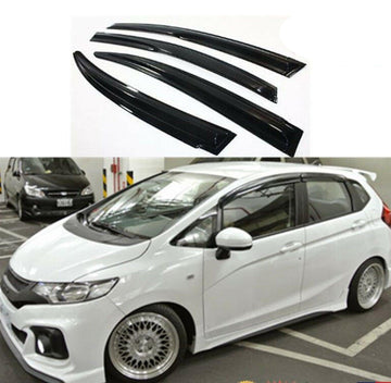 Compatible con HONDA FIT JAZZ HATCHBACK 2015-2020, viseras para ventanas con ventilación estilo Mugen 3D, protectores contra la lluvia, el sol y el viento, deflectores de sombra 