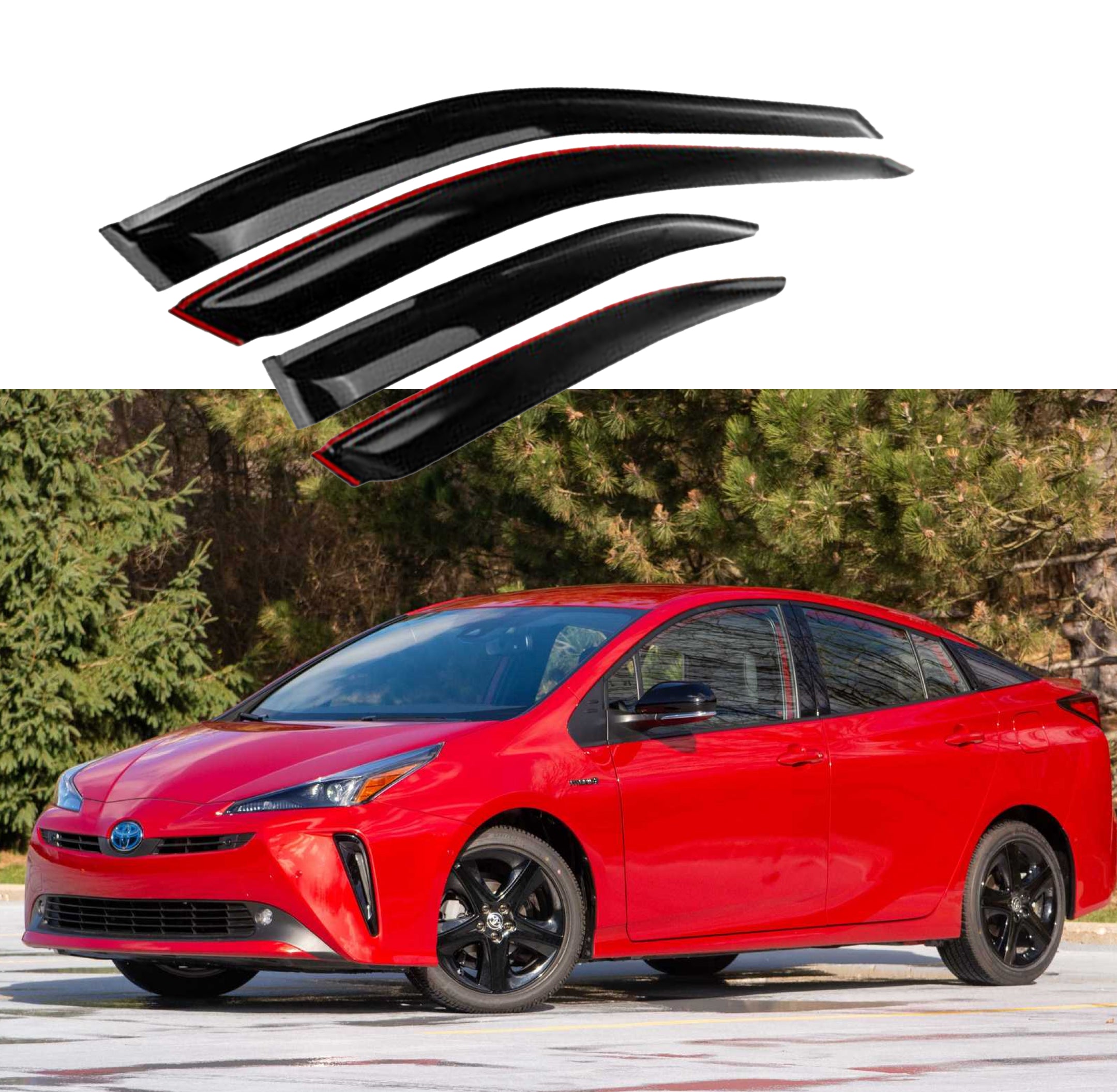 Fit 2016-2021 Toyota Prius Prime Out-Channel Vent Window Visors Rain Sun Wind Guards Shade Deflectors