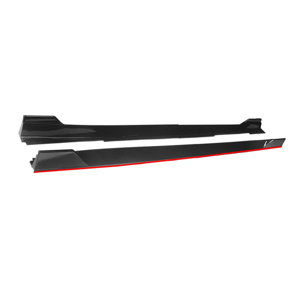 For 2014-2022 Infiniti Q50 ST Style Side Skirt Extension Lip (Gloss Black Red Trim)
