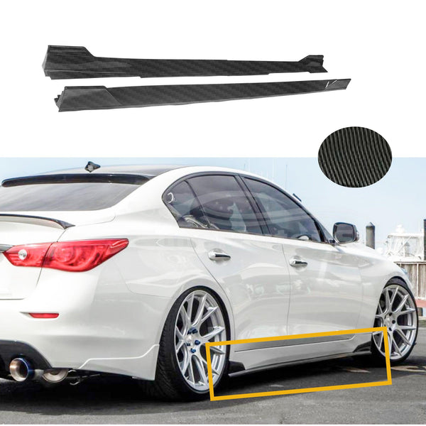 For 2014-2022 Infiniti Q50 ST Style Side Skirt Extension Lip (Carbon F