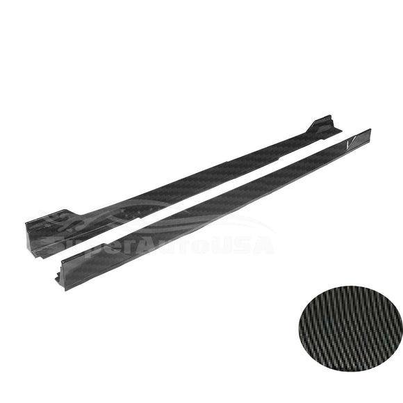 For 2014-2022 Infiniti Q50 ST Style Side Skirt Extension Lip (Carbon Fiber Print)