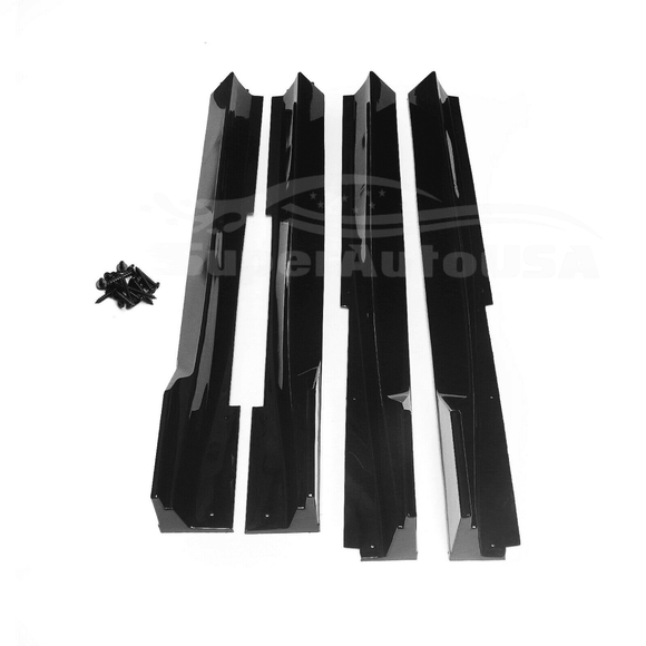 Fit 2014-2021 Infiniti Q50 4-Door Sedan MOD Style Black ABS Side Skirts Body Kit (Black)