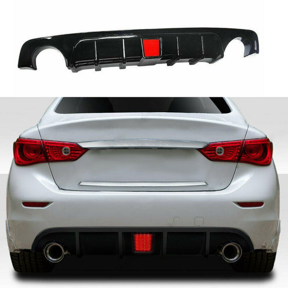 Fits 2018-2021 Infiniti Q50 Rear Bumper Spoiler Diffuser (Gloss Black)