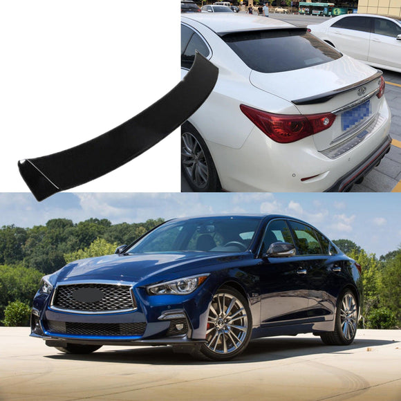 Fit 2018-2021 INFINITI Q50 4 Door Sedan Roof Spoiler Wing (Gloss Black)