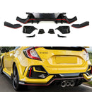Fits 2017-2021 Honda Civic Hatchback Rear Bumper Garnish Reflectors (Black & Red Trim)-1