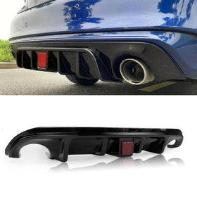 Fits 2014-2017 Infiniti Q50 Rear Spoiler Lower Diffuser with LED Light (Unpainted / Matte Black)
