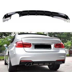 Fits 2012-2018 BMW F30 F31 M STYLE Black Left Single Exhaust Rear Bumper Diffuser