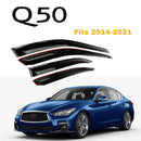 Fit 2014-2021 Infiniti Q50 Out-Channel Vent Window Visors Rain Sun Wind Guards Shade Deflectors-1